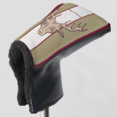 Hirschköpfe schwarze Etchings auf Red White Tan Golf Headcover (3/4 Vorderseite)