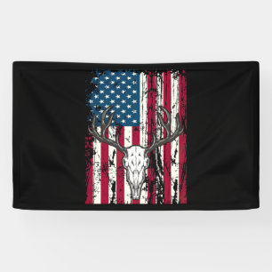 Hirschkopfschädel Jagd Amerikanische Flagge Banner