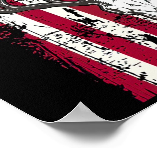 Hirschkopfschädel Jagd Amerikanische Flagge Poster (Ecke)