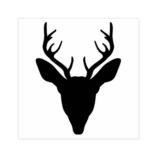 HirschkopfSilhouette mit Antlern Gummistempel (Prägung)