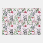 Hirschleopard, grau, rosa, schwarze, blumige Blüte Geschenkpapier Set (Vorderseite 3)