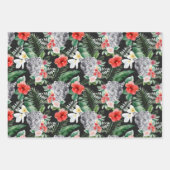 Hirschleopard, grau, rosa, schwarze, blumige Blüte Geschenkpapier Set (Vorderseite 2)