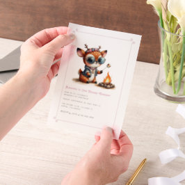 Hirschmädchen "One Happy Camper" 1. Geburtstag Par Pergament Einladungen