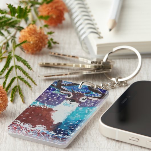 Hirschmalerei Schlüsselanhänger (Vorderseite rechts)