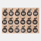 Hirschmongramm gestörte rustikale, braune Kraft Geschenkpapier Set (Vorderseite 2)
