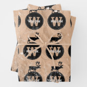 Hirschmongramm gestörte rustikale, braune Kraft Geschenkpapier Set (Beispiel)