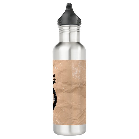 Hirschmongramm zerrüttetes rustikales, braunes Kra Edelstahlflasche (Rechts)