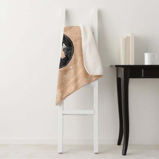 Hirschmongramm zerrüttetes rustikales, braunes Kra Sherpadecke (Beispiel)