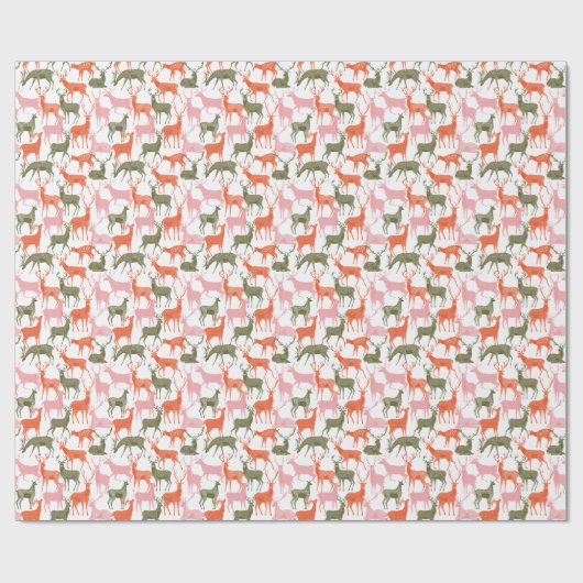 Hirschmotiv: Dekoratives, nahtloses Muster Geschenkpapier (Flach)