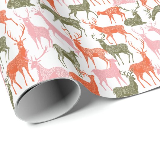 Hirschmotiv: Dekoratives, nahtloses Muster Geschenkpapier (Rolleneckpunkt)