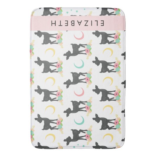 Hirschmuster, Baby Deer, Boho, Blume, Ihr Name Badematte (Vorderseite Vertikal)