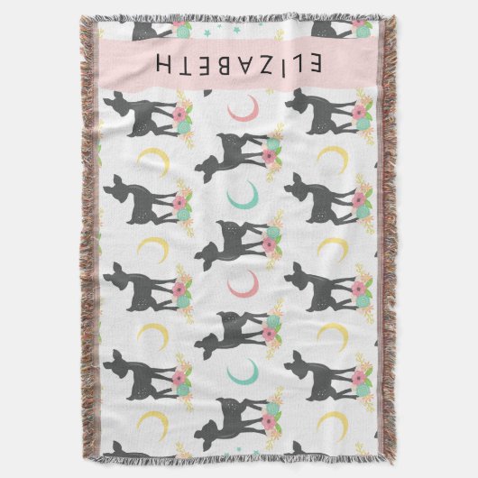 Hirschmuster, Baby Deer, Boho, Blume, Ihr Name Decke (Vorderseite Vertikal)