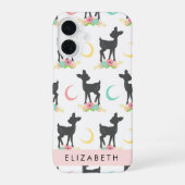 Hirschmuster, Baby Deer, Boho, Blume, Ihr Name iPhone 16 Hülle (Rückseite)