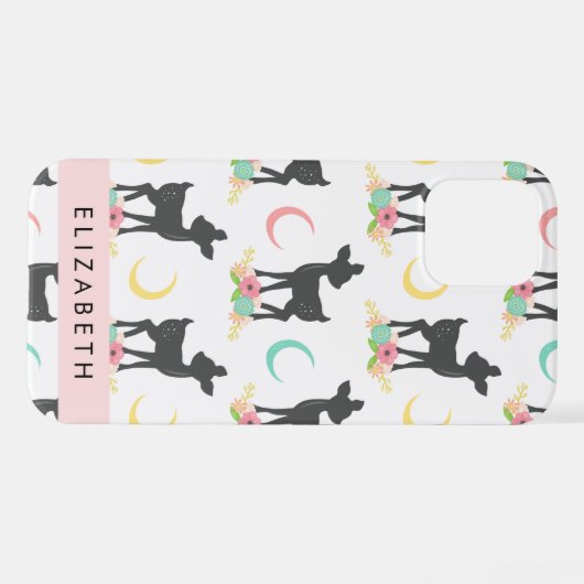 Hirschmuster, Baby Deer, Boho, Blume, Ihr Name iPhone Hülle (Rückseite (Horizontal))