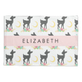 Hirschmuster, Baby Deer, Boho, Blume, Ihr Name Kissenbezug (Rückseite)