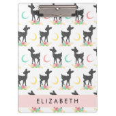 Hirschmuster, Baby Deer, Boho, Blume, Ihr Name Klemmbrett (Vorderseite)