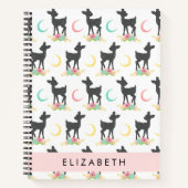 Hirschmuster, Baby Deer, Boho, Blume, Ihr Name Notizblock (Vorderseite)
