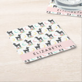 Hirschmuster, Baby Deer, Boho, Blume, Ihr Name Rechteckiger Pappuntersetzer (angewinkelt)