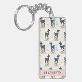 Hirschmuster, Baby Deer, Boho, Blume, Ihr Name Schlüsselanhänger (Vorderseite links)