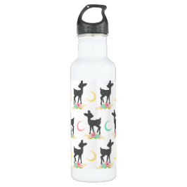 Hirschmuster, Baby Deer, Boho, Blume, Mond Edelstahlflasche