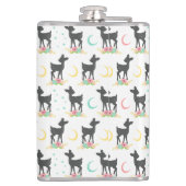 Hirschmuster, Baby Deer, Boho, Blume, Mond Flachmann (Rückseite)