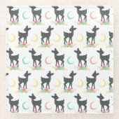 Hirschmuster, Baby Deer, Boho, Blume, Mond Glasuntersetzer (Vorderseite)