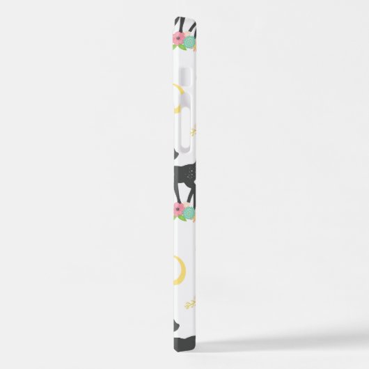 Hirschmuster, Baby Deer, Boho, Blume, Mond iPhone Hülle (Linke Seite)