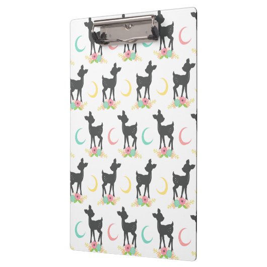Hirschmuster, Baby Deer, Boho, Blume, Mond Klemmbrett (Links)