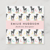 Hirschmuster, Baby Deer, Boho, Blume, Mond Quadratische Visitenkarte (Vorderseite)