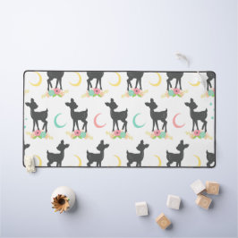 Hirschmuster, Baby Deer, Boho, Blume, Mond Schreibtischunterlage