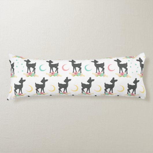 Hirschmuster, Baby Deer, Boho, Blume, Mond Seitenschläferkissen (Vorderseite)