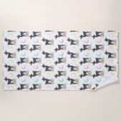 Hirschmuster, Baby Deer, Boho, Blume, Mond Strandtuch (Vorderseite)