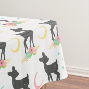Hirschmuster, Baby Deer, Boho, Blume, Mond Tischdecke