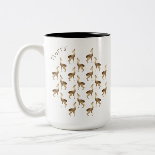 Hirschmuster Gold Glitzer, Weihnachten Zweifarbige Tasse (Links)