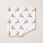 Hirschmuster in Imitaten Gelbe Glitzer Textur auss Badhandtuch Set (Waschlappen)