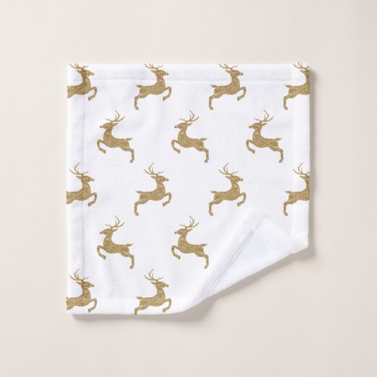 Hirschmuster in Imitaten Gelbe Glitzer Textur auss Badhandtuch Set (Waschlappen)