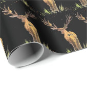 Hirschmuster Wasserfarbe Rustikale Weihnachten Geschenkpapier (Rolleneckpunkt)