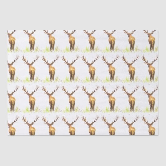 Hirschmuster Wasserfarbe Rustikale Weihnachtsbraun Seidenpapier (Vorderseite)
