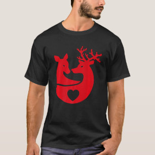 Hirschpaar Rentier Fall Liebe Herz Merry Chri T-Shirt