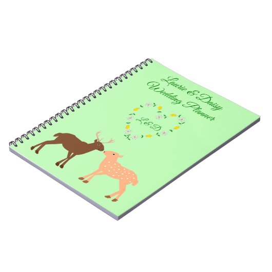 Hirschpaar und Daisy Heart Custom Wedding Notizblock (Linke Seite)