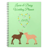 Hirschpaar und Daisy Heart Custom Wedding Notizblock (Vorderseite)