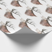 Hirschpattern Wasserfarbe Rustikale Weihnachtswrap Geschenkpapier (Ecke)