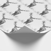 Hirschpattern Wasserfarbe Rustikale Weihnachtswrap Geschenkpapier (Ecke)