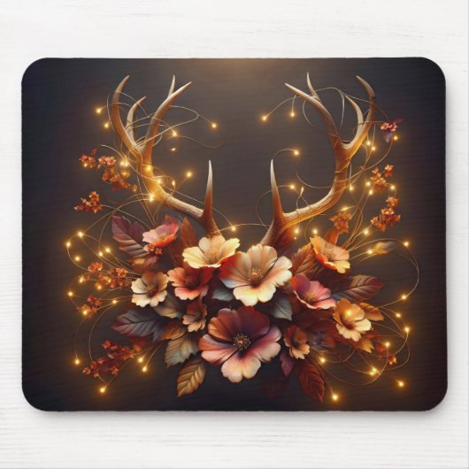 Hirschpfanne mit Herbst-Blume Mousepad (Vorne)