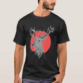 Hirschportrait Stag zeichnend Rotkreislauf Tierkun T-Shirt