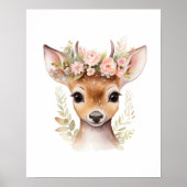 Hirschrosa Blütenmädchen Kinderzimmer Print Poster (Vorne)