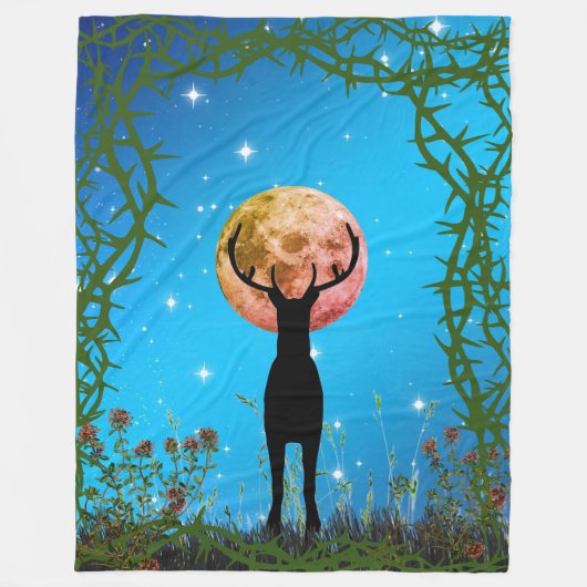 Hirschsaison "Hirsch in den Dicken" Fleecedecke (Vorderseite)
