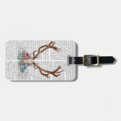 Hirschschädel mit Blume 2 Gepäckanhänger (Vorderseite horizontal)