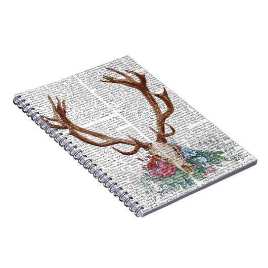 Hirschschädel mit Blume 2 Notizblock (Rechte Seite)