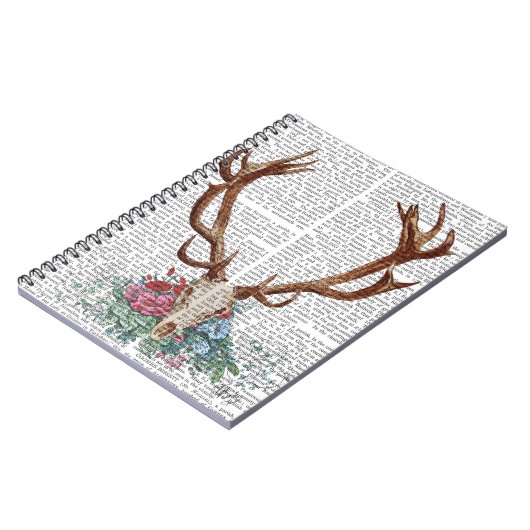 Hirschschädel mit Blume 2 Notizblock (Linke Seite)